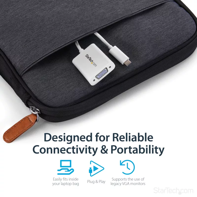 StarTech.com USB-C-auf-VGA-Adapter - Weiß, 3.2 Gen 1 (3.1 Gen 1), USB Type-C, VGA (D-Sub) Ausgang, 1920 x 1200 Pixel