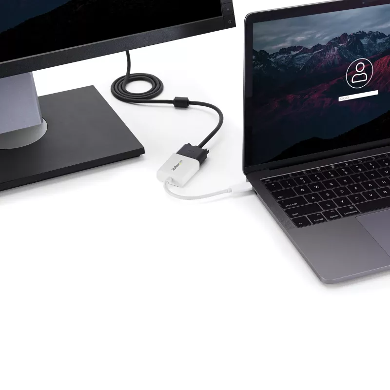 StarTech.com USB-C-auf-VGA-Adapter - Weiß, 3.2 Gen 1 (3.1 Gen 1), USB Type-C, VGA (D-Sub) Ausgang, 1920 x 1200 Pixel
