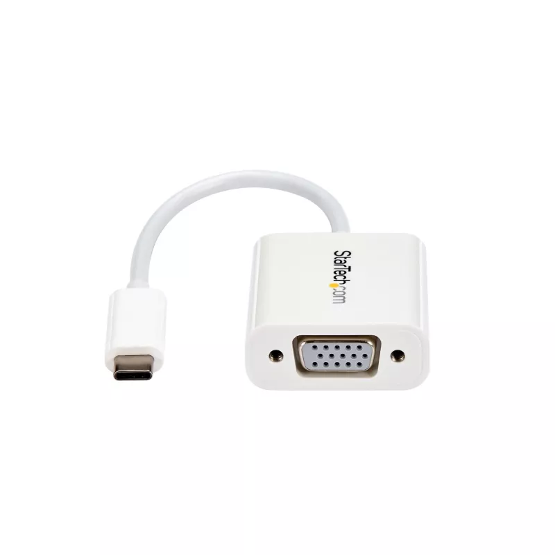 StarTech.com USB-C-auf-VGA-Adapter - Weiß, 3.2 Gen 1 (3.1 Gen 1), USB Type-C, VGA (D-Sub) Ausgang, 1920 x 1200 Pixel