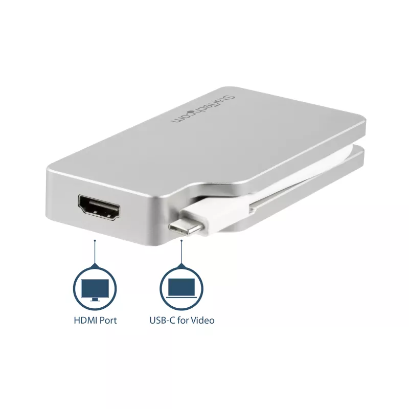 StarTech.com USB-C-Multiport-Videoadapter mit HDMI, VGA, Mini DisplayPort oder DVI – USB-Typ-C-Monitoradapter auf HDMI 1.4 oder mDP 1.2 (4K) – VGA oder DVI (1080p) – Silber Aluminium