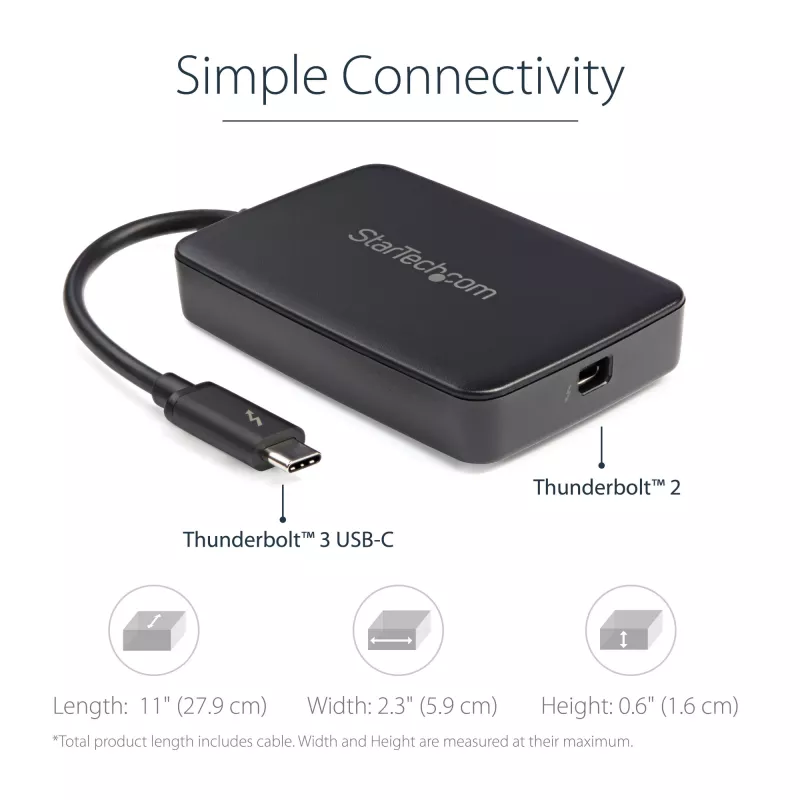 StarTech.com Thunderbolt 3 auf Thunderbolt 2 Adapter – TB3 Laptop an TB2 Displays & Geräte – Thunderbolt 2 20 Gbit/s oder Thunderbolt 1 10 Gbit/s Konverter – Thunderbolt 3 zertifiziert – Windows/Mac