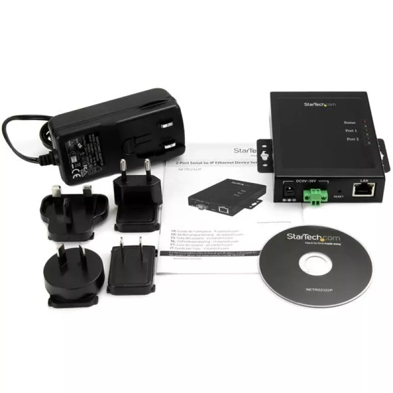 StarTech.com 2-Port Serial-to-IP Ethernet Device Server - RS232 - Metall und montierbar