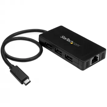 StarTech.com 3-Port USB 3.0 Hub plus Gigabit Ethernet - USB-C - inkl. Netzteil