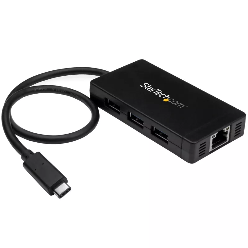 StarTech.com 3-Port USB 3.0 Hub plus Gigabit Ethernet - USB-C - inkl. Netzteil