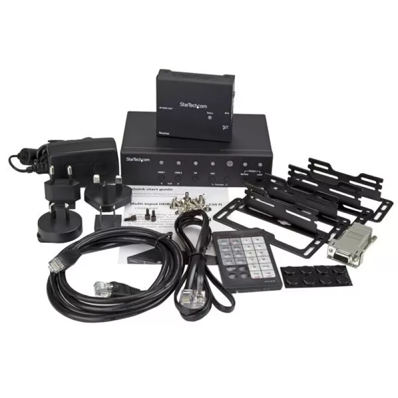 StarTech.com Multi-Input HDBaseT-Extender mit integriertem Switch – DisplayPort, VGA und HDMI über CAT5e oder CAT6 – bis zu 4K