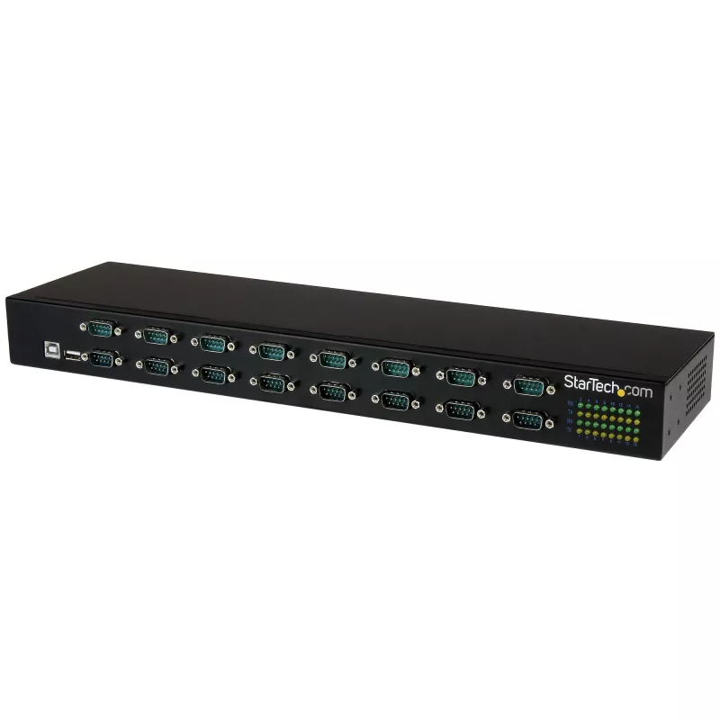 StarTech.com 16-Port USB-zu-Seriell-Adapter-Hub, USB 2.0 Typ-B, Seriell, 480 Mbit/s, Schwarz, Stahl, 36 W