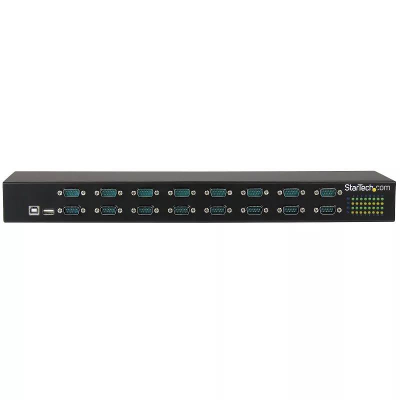 StarTech.com 16-Port USB-zu-Seriell-Adapter-Hub, USB 2.0 Typ-B, Seriell, 480 Mbit/s, Schwarz, Stahl, 36 W