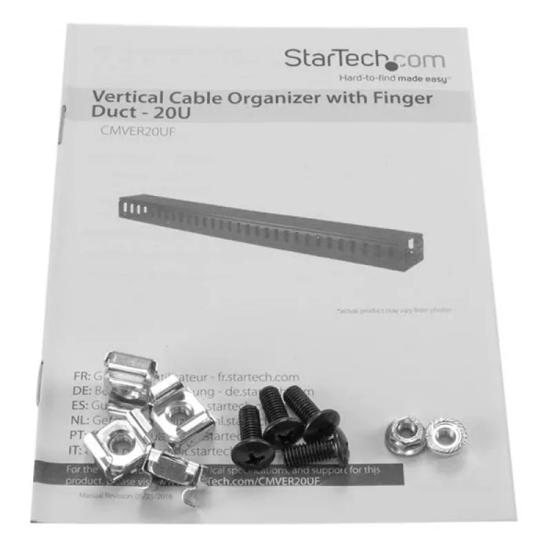 StarTech.com Vertikaler Kabelmanager mit Fingerschächten – 0U – 3 ft.