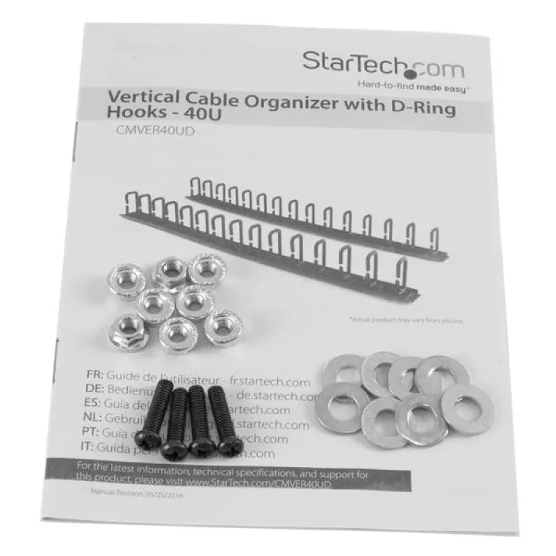 StarTech.com Vertikaler Kabelmanager mit D-Ring-Haken - 0U - 6 Fuß