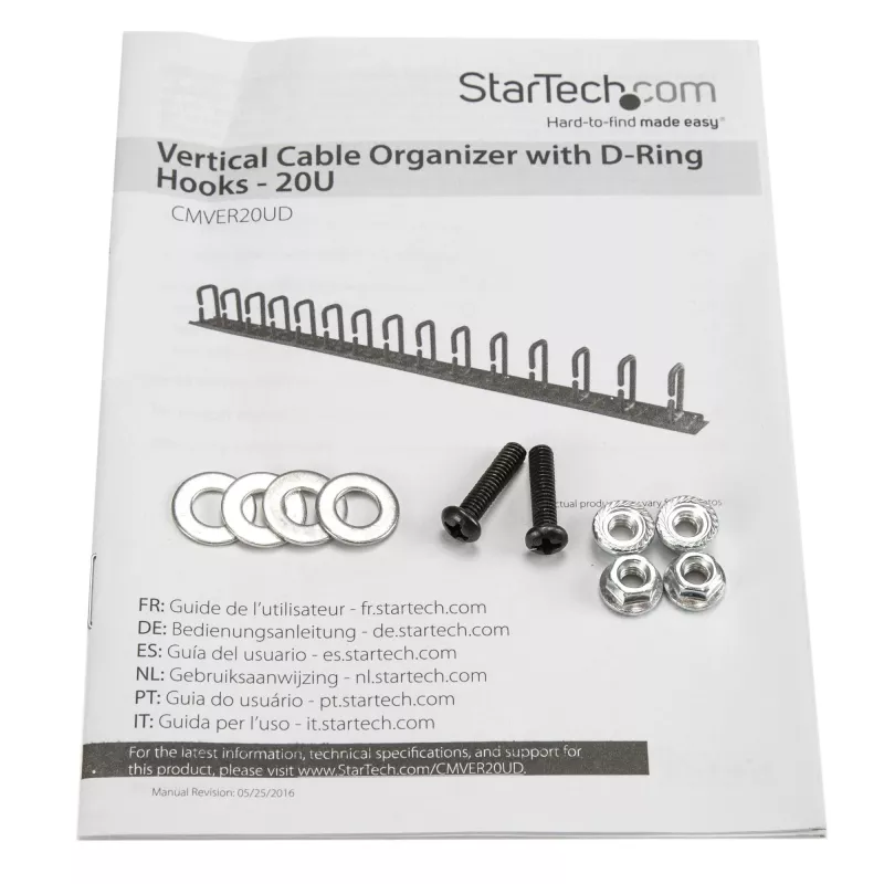 StarTech.com Vertikaler Kabelorganizer mit D-Ring-Haken – 0U – 2,8 Fuß