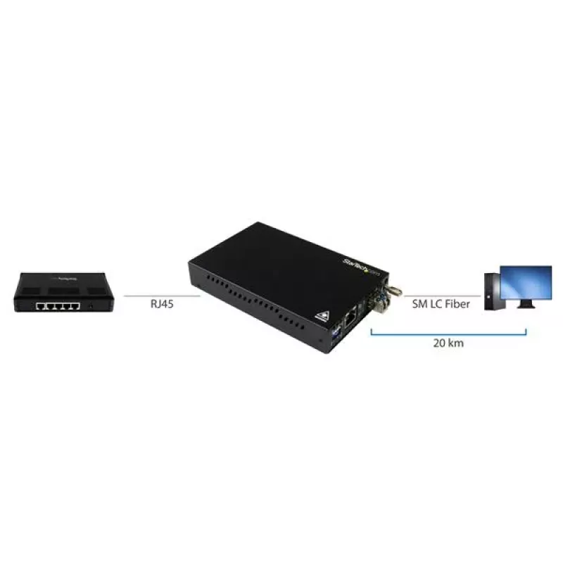 StarTech.com Gigabit Ethernet Kupfer-zu-Glasfaser Medienkonverter - SM LC - 20 km
