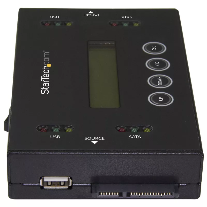 StarTech.com 1:1 Standalone Festplatten-Duplizierer & -Löscher, USB-Thumb-Drive und SATA HDD/SSD Festplatten-Kloner & -Löscher, LCD-Anzeige, TAA-konform, betriebssystemunabhängig
