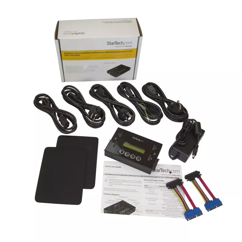 StarTech.com 1:1 Standalone Festplatten-Duplizierer & -Löscher, USB-Thumb-Drive und SATA HDD/SSD Festplatten-Kloner & -Löscher, LCD-Anzeige, TAA-konform, betriebssystemunabhängig