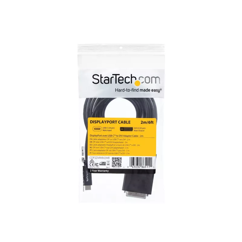 StarTech.com 2 m USB-C-auf-DVI-Kabel – 1920 x 1200 – Schwarz