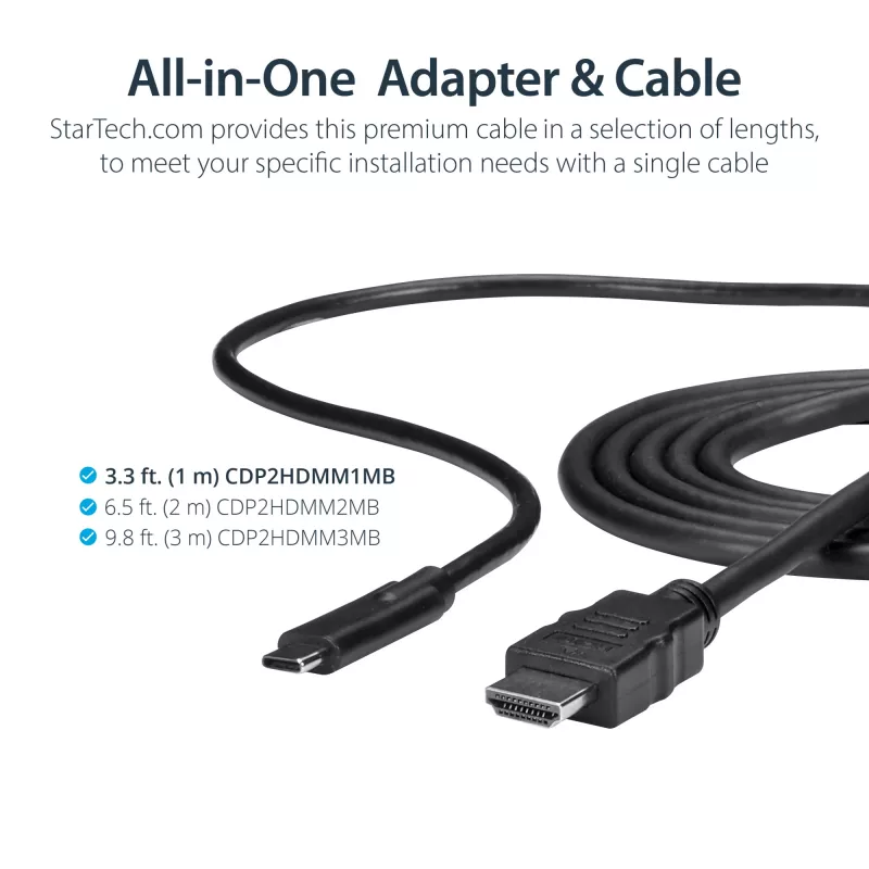 StarTech.com 0,91 m (3 ft) USB-C-auf-HDMI-Kabel – 4K 30 Hz USB-Typ-C-zu-HDMI-Videodisplay-Konverter – USB-C-DP-Alt-Modus-zu-HDMI-Monitoradapterkabel – Thunderbolt-kompatibel