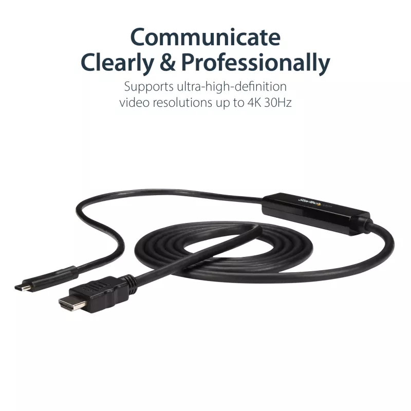 StarTech.com 0,91 m (3 ft) USB-C-auf-HDMI-Kabel – 4K 30 Hz USB-Typ-C-zu-HDMI-Videodisplay-Konverter – USB-C-DP-Alt-Modus-zu-HDMI-Monitoradapterkabel – Thunderbolt-kompatibel