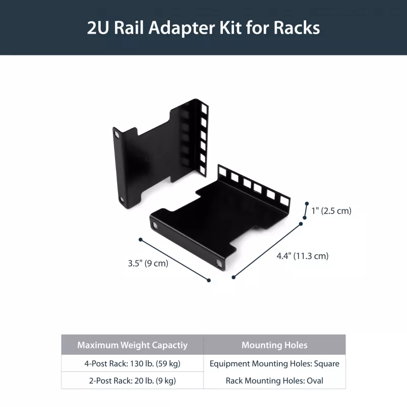 StarTech.com 2U Server-Rack-Tiefenerweiterungsadapter-Kit mit 4 Zoll Verstellung