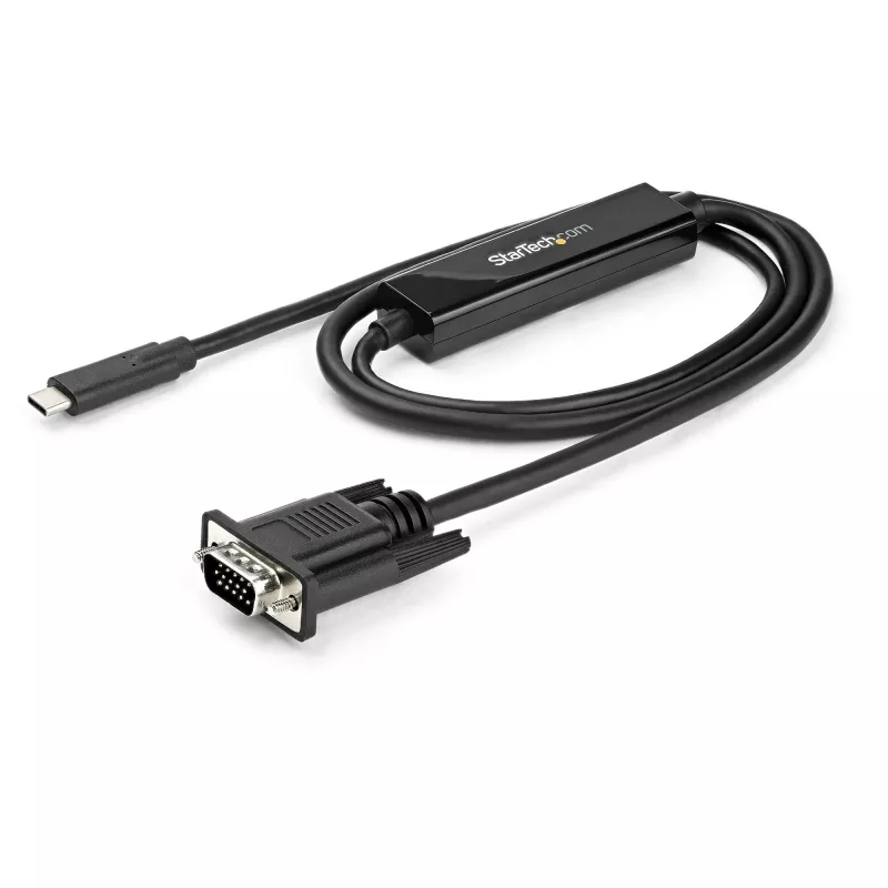 StarTech.com 1 m USB-C-auf-VGA-Kabel – 1920x1200/1080p USB-Typ-C-auf-VGA aktives Videoadapterkabel – Thunderbolt 3 kompatibel – Laptop an VGA-Monitor/Projektor – DP Alt Mode HBR2