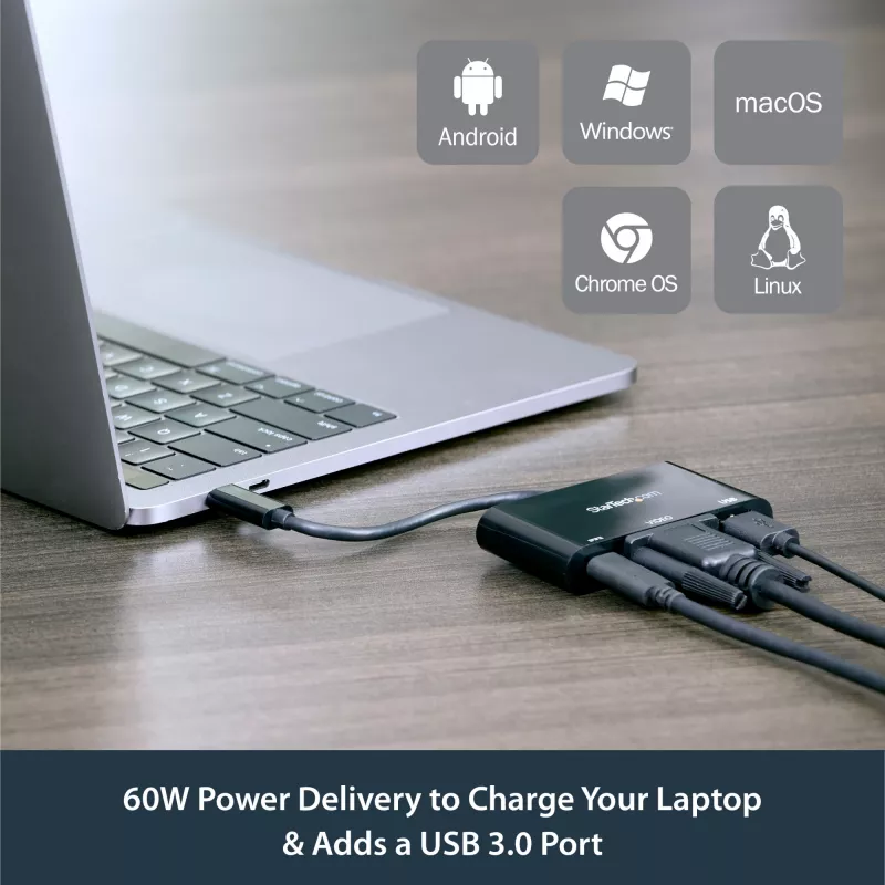 StarTech.com USB-C VGA Multiport-Adapter – USB 3.0 Port – 60W PD