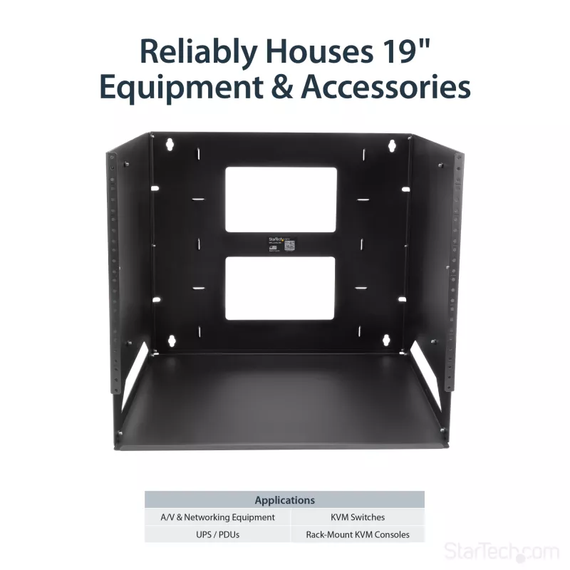 StarTech.com Wandmontage-Serverrack mit integriertem Regal – massiver Stahl – 8U