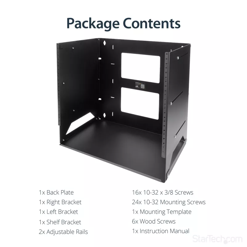 StarTech.com Wandmontage-Serverrack mit integriertem Regal – massiver Stahl – 8U