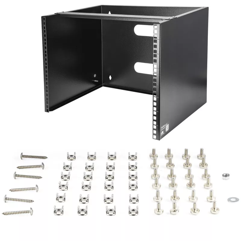 StarTech.com 8U Wandmontage Netzwerk-Rack - 36 cm tief (Low Profile) - 48 cm (19 inch) Patch Panel Halterung für flache Server- und IT-Geräte, Netzwerk-Switches - 36 kg Tragfähigkeit, Schwarz
