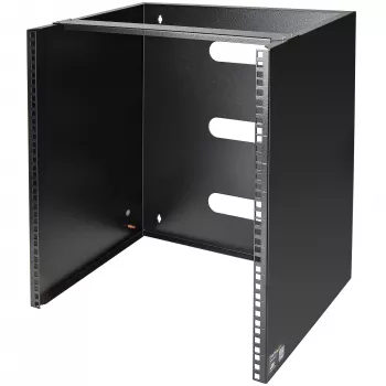StarTech.com 12U Wandmontage-Netzwerkrack – 14 Zoll tief (flaches Profil) – 19 Zoll Patchpanel-Halterung für flache Server- und IT-Geräte, Netzwerk-Switches – 125 lbs/57 kg Tragfähigkeit, Schwarz