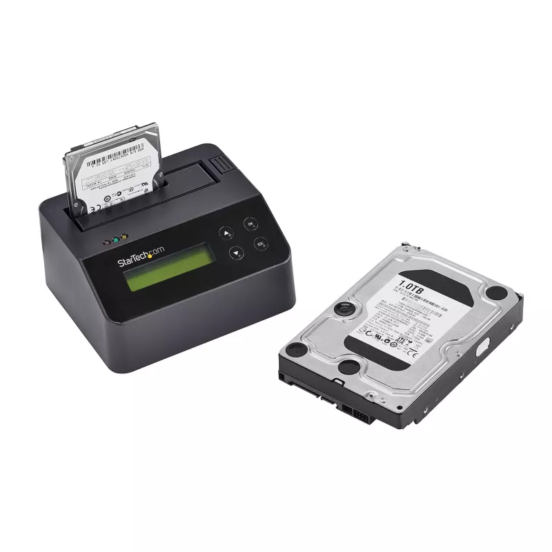StarTech.com Einzel-Schacht-Festplattenlöscher, eigenständiger HDD/SSD-Sanitizer, 4Kn, USB 3.0 zu SATA III (6 Gbit/s), 9 Löschmodi, LCD-Anzeige, Sicheres Löschen Festplatten-Sanitizer-Dock, DB-9 Druckeranschluss, TAA-konform