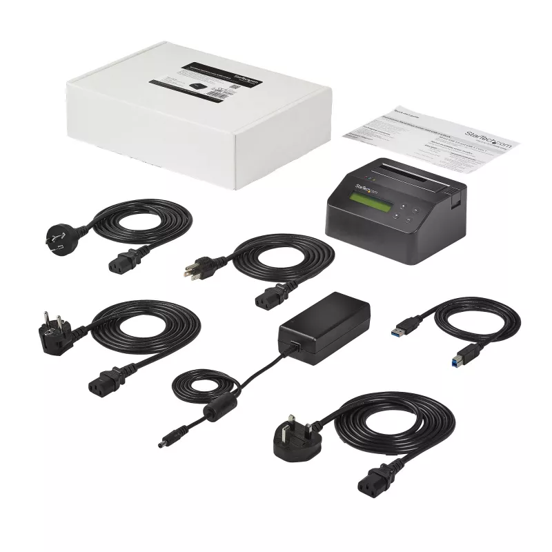 StarTech.com Einzel-Schacht-Festplattenlöscher, eigenständiger HDD/SSD-Sanitizer, 4Kn, USB 3.0 zu SATA III (6 Gbit/s), 9 Löschmodi, LCD-Anzeige, Sicheres Löschen Festplatten-Sanitizer-Dock, DB-9 Druckeranschluss, TAA-konform
