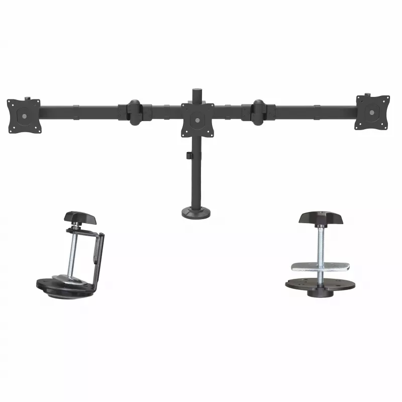 StarTech.com Tischmontage dreifacher Monitorarm – Ergonomische VESA 3-Monitorhalterung bis 27″ – Gelenkige und höhenverstellbare Mastmontage – Neig-/Schwenk-/Rotierfunktion für LCD/LED-Bildschirm – Tischklemme/Tischdurchführung
