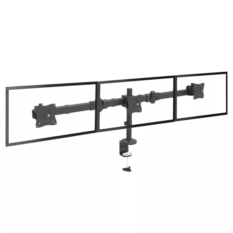 StarTech.com Tischmontage dreifacher Monitorarm – Ergonomische VESA 3-Monitorhalterung bis 27″ – Gelenkige und höhenverstellbare Mastmontage – Neig-/Schwenk-/Rotierfunktion für LCD/LED-Bildschirm – Tischklemme/Tischdurchführung