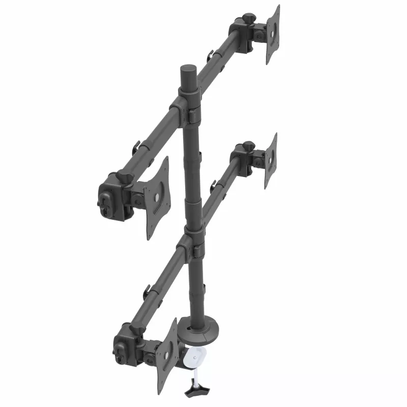 StarTech.com Tischhalterung Quad-Monitorarm – Ergonomische VESA 4-Monitorhalterung 2x2 bis 27 Zoll – Gelenkige & höhenverstellbare Mastmontage – Neig-/Schwenk-/Drehfunktion für LCD/LED-Bildschirm – Tischklemme/Kabeldurchführung