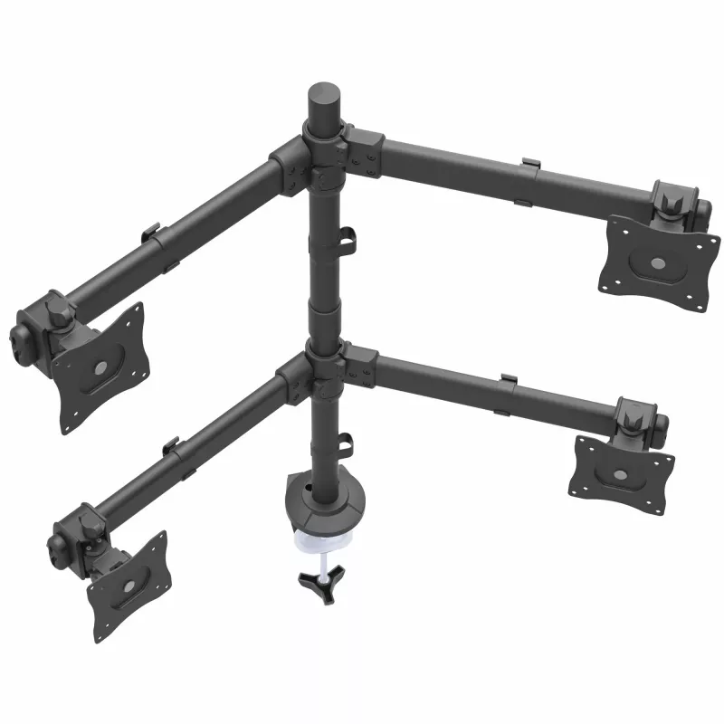StarTech.com Tischhalterung Quad-Monitorarm – Ergonomische VESA 4-Monitorhalterung 2x2 bis 27 Zoll – Gelenkige & höhenverstellbare Mastmontage – Neig-/Schwenk-/Drehfunktion für LCD/LED-Bildschirm – Tischklemme/Kabeldurchführung