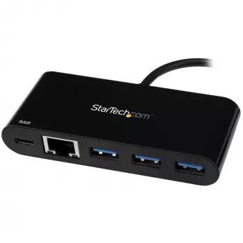 StarTech.com 3-Port-USB-C-Hub mit Gigabit-Ethernet & 60 W Power Delivery Passthrough Laptop-Ladung – USB-C auf 3x USB-A (USB 3.0 SuperSpeed 5 Gbit/s) – USB 3.1/3.2 Gen 1 Typ-C-Adapter-Hub