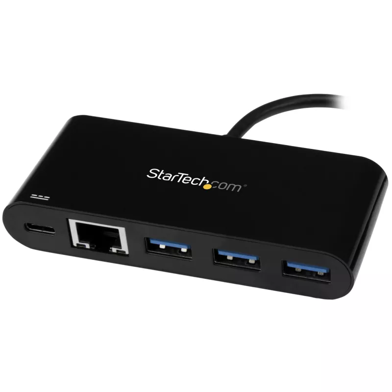 StarTech.com 3-Port-USB-C-Hub mit Gigabit-Ethernet & 60 W Power Delivery Passthrough Laptop-Ladung – USB-C auf 3x USB-A (USB 3.0 SuperSpeed 5 Gbit/s) – USB 3.1/3.2 Gen 1 Typ-C-Adapter-Hub