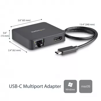 StarTech.com USB-C-Multiport-Adapter – tragbarer USB-C-Mini-Dock mit 4K-HDMI-Video – Gigabit-Ethernet, USB-3.0-Hub (1x USB-A, 1x USB-C) – USB-Typ-C-Multiport-Adapter – Thunderbolt 3 kompatibel