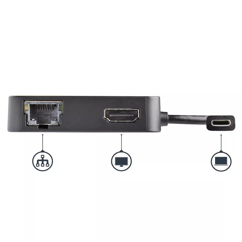 StarTech.com USB-C-Multiport-Adapter – tragbarer USB-C-Mini-Dock mit 4K-HDMI-Video – Gigabit-Ethernet, USB-3.0-Hub (1x USB-A, 1x USB-C) – USB-Typ-C-Multiport-Adapter – Thunderbolt 3 kompatibel