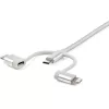 StarTech.com 1 m USB Multi-Ladekabel – USB auf Micro-USB oder USB-C oder Lightning für iPhone/iPad/iPod/Android – Apple MFi-zertifiziert – 3-in-1 USB-Ladegerät – Geflochten