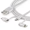 StarTech.com 1 m USB Multi-Ladekabel – USB auf Micro-USB oder USB-C oder Lightning für iPhone/iPad/iPod/Android – Apple MFi-zertifiziert – 3-in-1 USB-Ladegerät – Geflochten