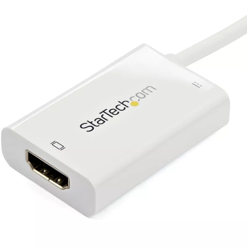 StarTech.com USB-C auf HDMI 2.0 Adapter mit Power Delivery – 4K 60Hz USB Type-C auf HDMI Display Video Konverter – 60W PD Durchschleif-Ladeanschluss – Thunderbolt 3 kompatibel – Weiß