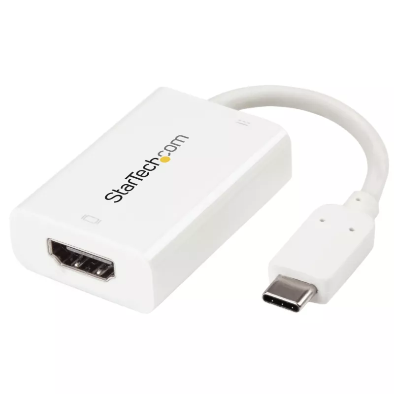 StarTech.com USB-C auf HDMI 2.0 Adapter mit Power Delivery – 4K 60Hz USB Type-C auf HDMI Display Video Konverter – 60W PD Durchschleif-Ladeanschluss – Thunderbolt 3 kompatibel – Weiß