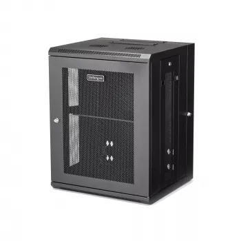 StarTech.com 4-Post 15U Wandmontage-Netzwerkschrank mit 1U Ablage, 19 Zoll klappbarer wandmontierter Serverschrank für Daten-/AV-/Elektronik-/Computergeräte, flexibles belüftetes Rack-Gehäuse