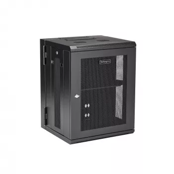 StarTech.com 4-Post 15U Wandmontage-Netzwerkschrank mit 1U Ablage, 19 Zoll klappbarer wandmontierter Serverschrank für Daten-/AV-/Elektronik-/Computergeräte, flexibles belüftetes Rack-Gehäuse