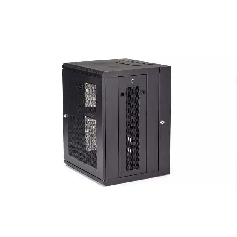 StarTech.com 4-Post 15U Wandmontage-Netzwerkschrank mit 1U Ablage, 19 Zoll klappbarer wandmontierter Serverschrank für Daten-/AV-/Elektronik-/Computergeräte, flexibles belüftetes Rack-Gehäuse