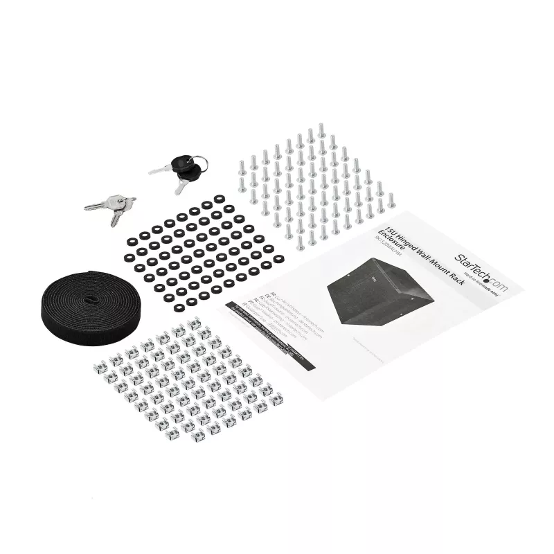 StarTech.com 4-Post 15U Wandmontage-Netzwerkschrank mit 1U Ablage, 19 Zoll klappbarer wandmontierter Serverschrank für Daten-/AV-/Elektronik-/Computergeräte, flexibles belüftetes Rack-Gehäuse