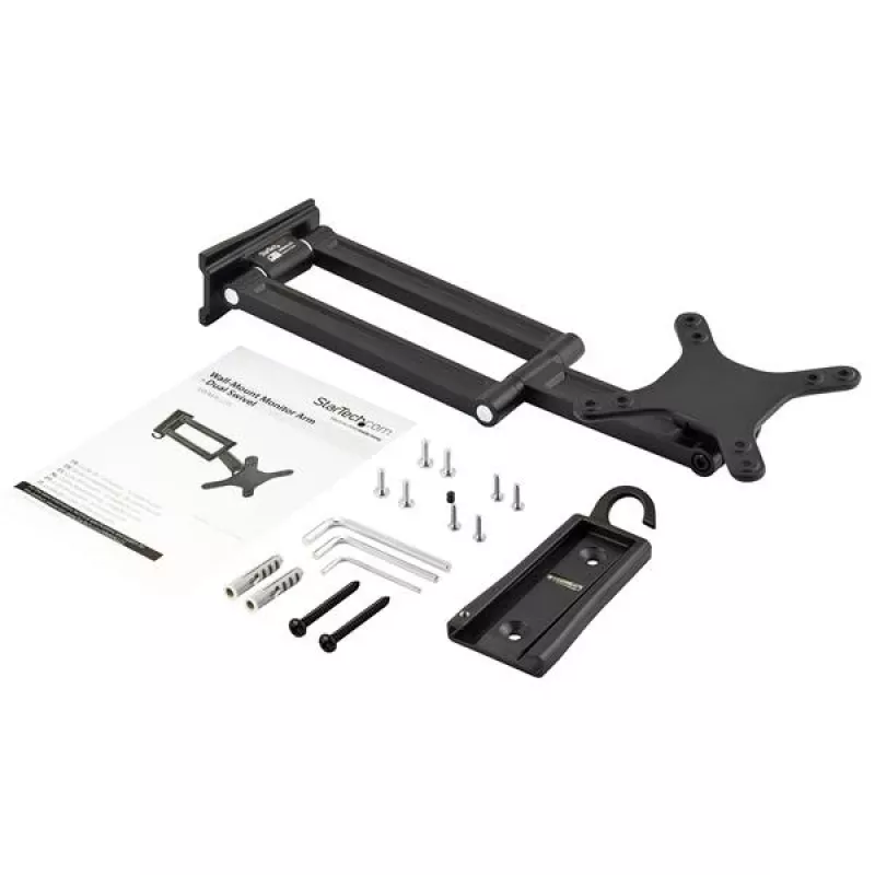 StarTech.com Wandmontage-Monitorarm - Doppelt schwenkbar, 15 kg, 33 cm (13 Zoll), 68,6 cm (27 Zoll), 75 x 75 mm, 100 x 100 mm, Schwarz