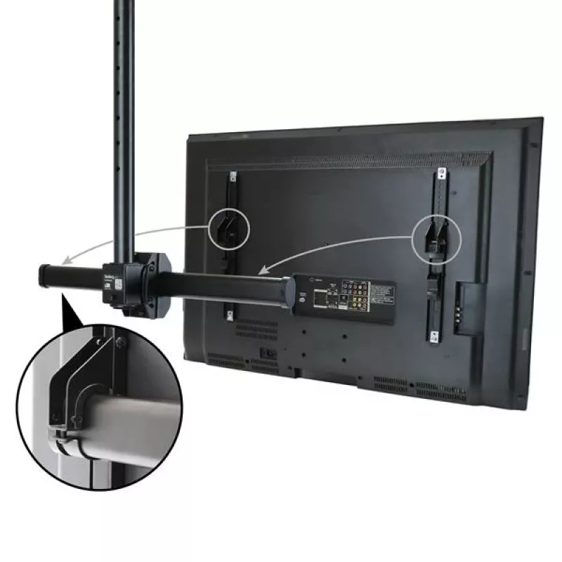 StarTech.com TV-Deckenhalterung – voll bewegliche universelle Hängehalterung für einen Bildschirm mit verstellbarem kurzen Teleskopmast – Neigen/Schwenken – VESA-Halterung für 32–75 Zoll Displays