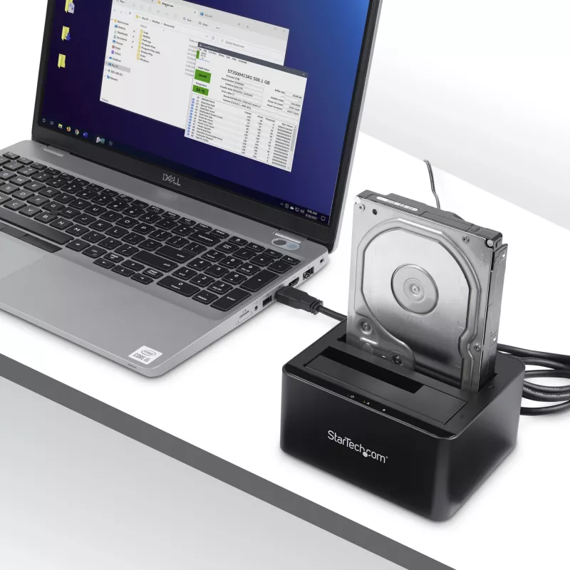 StarTech.com Dual-Bay USB 3.0 auf SATA Festplatten-Dockingstation, USB Festplatten-Dock, Externe 2,5/3,5 Zoll SATA I/II/III SSD/HDD Dockingstation, Hot-Swap-Festplattenschächte, Top-Loading