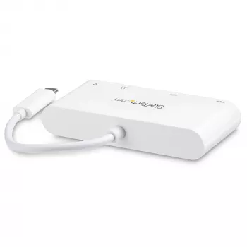 StarTech.com USB-C-Multiport-Adapter – USB-C auf DVI-D (Digital) Videoadapter mit 60 W Power Delivery Durchgangsladung, GbE, USB-A – Tragbare Mini-Dockingstation für USB Type-C/Thunderbolt 3 Laptops