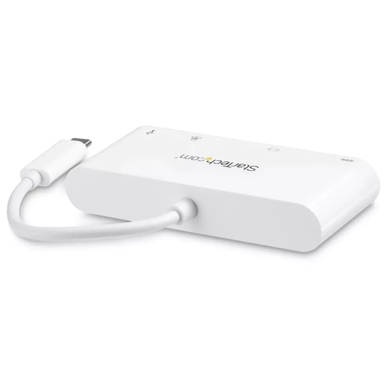 StarTech.com USB-C-Multiport-Adapter – USB-C auf DVI-D (Digital) Videoadapter mit 60 W Power Delivery Durchgangsladung, GbE, USB-A – Tragbare Mini-Dockingstation für USB Type-C/Thunderbolt 3 Laptops